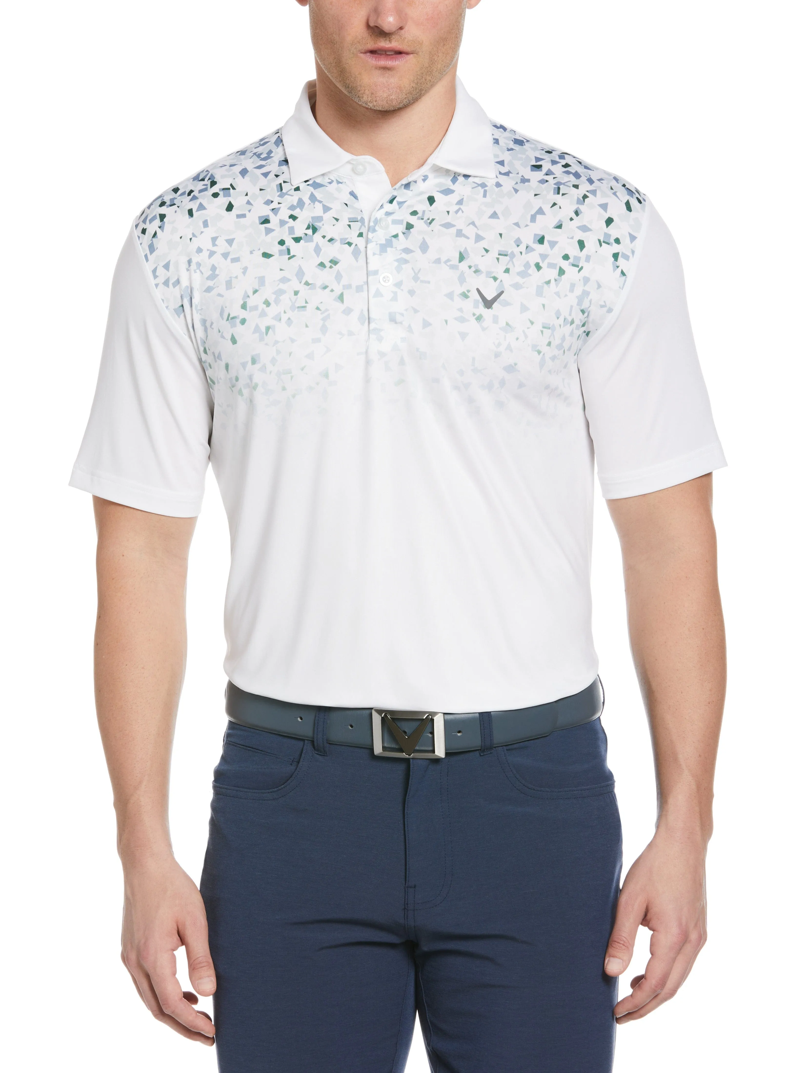 Mens Abstract Ombre Geo Print Golf Polo