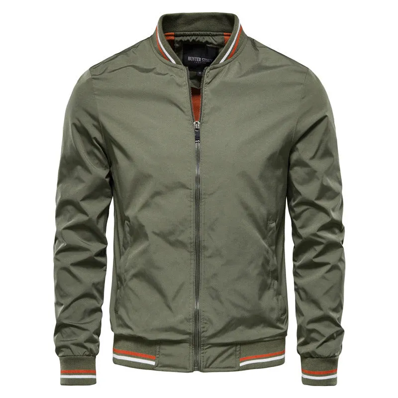 Men's Bomber Jackets Spring Fall Full Zip Active Coat Outwear-8831