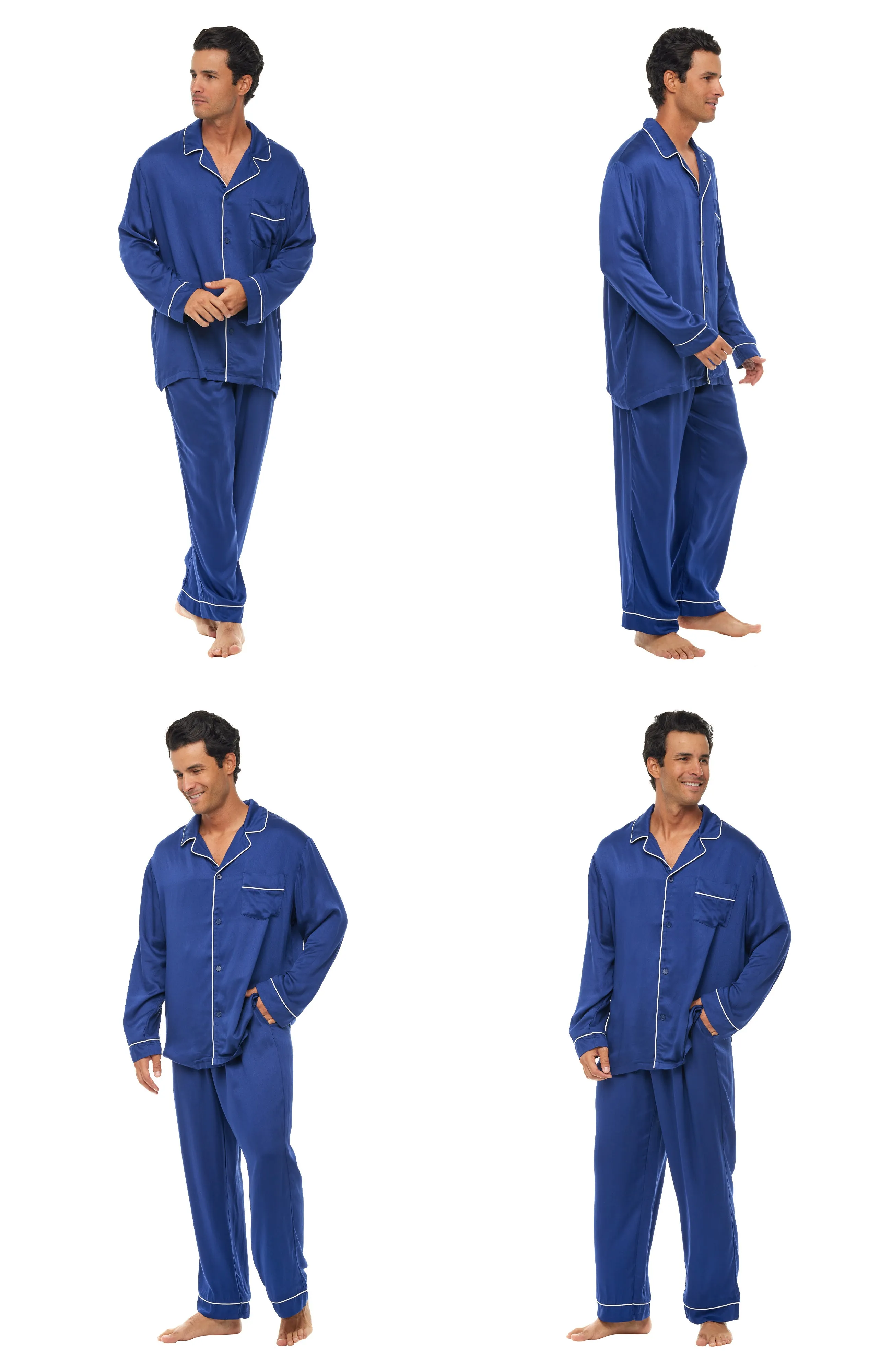 Men's Lightweight Pajamas with Pockets, Button Down PJ Set