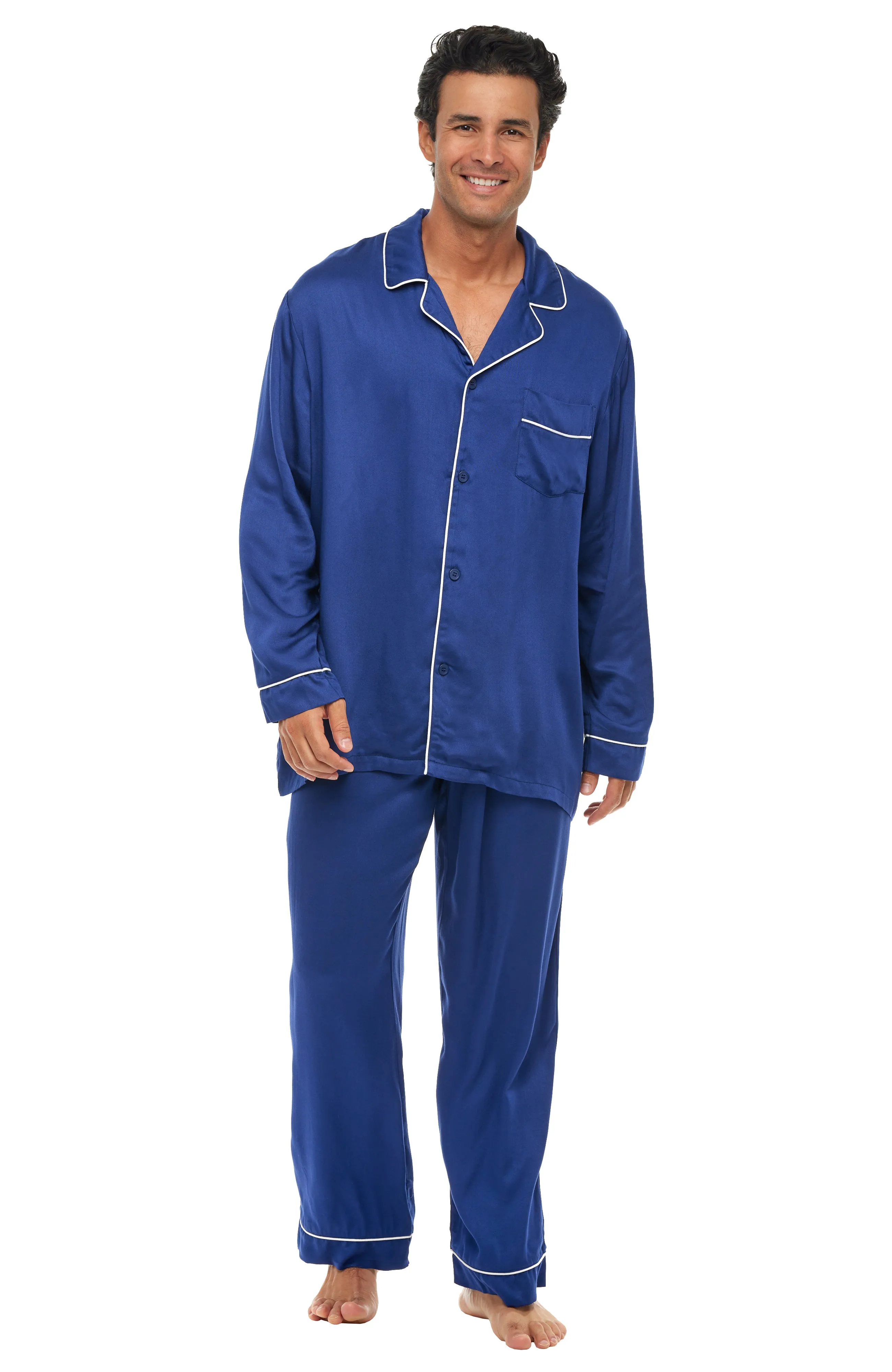 Men's Lightweight Pajamas with Pockets, Button Down PJ Set