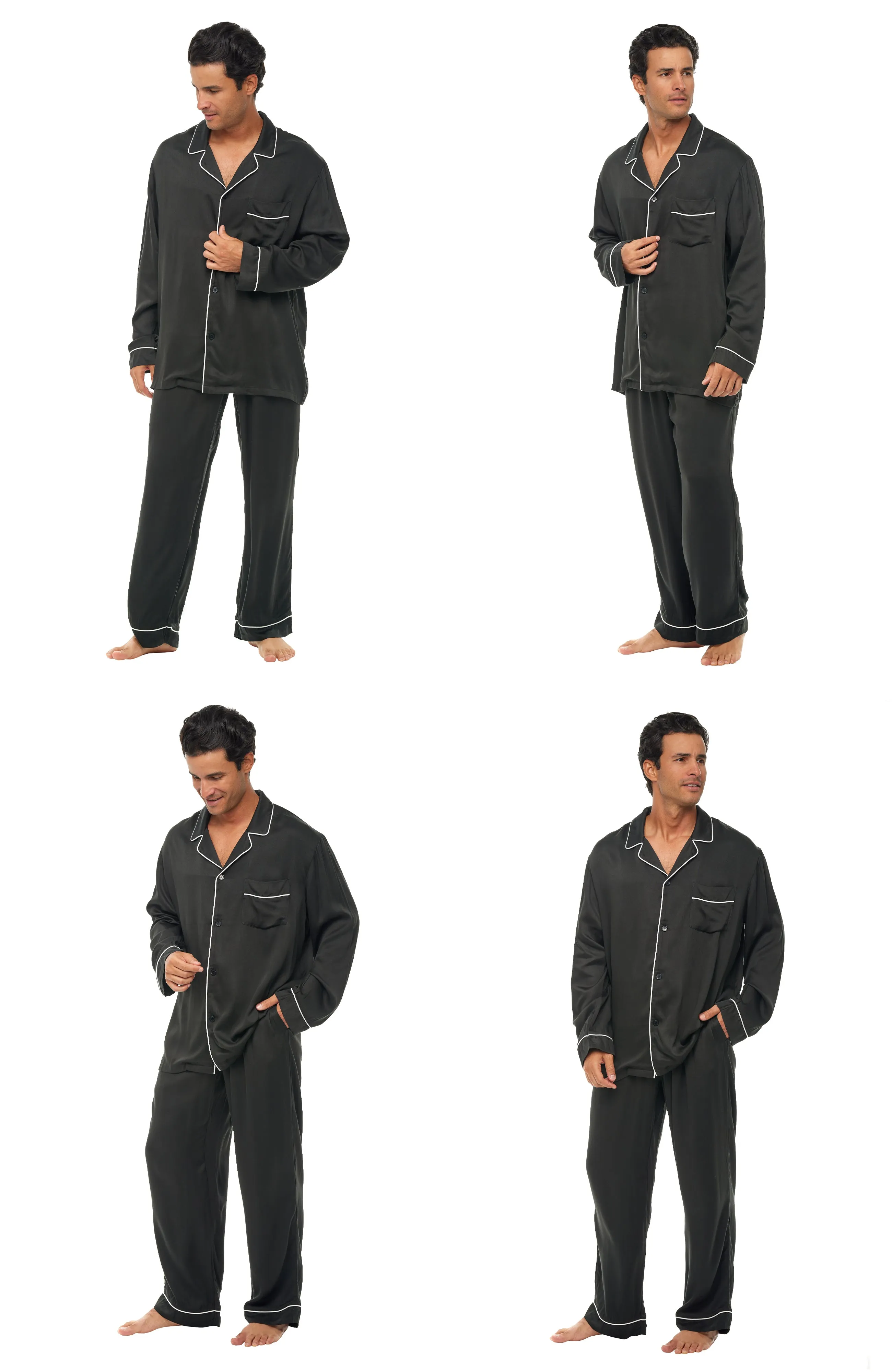 Men's Lightweight Pajamas with Pockets, Button Down PJ Set