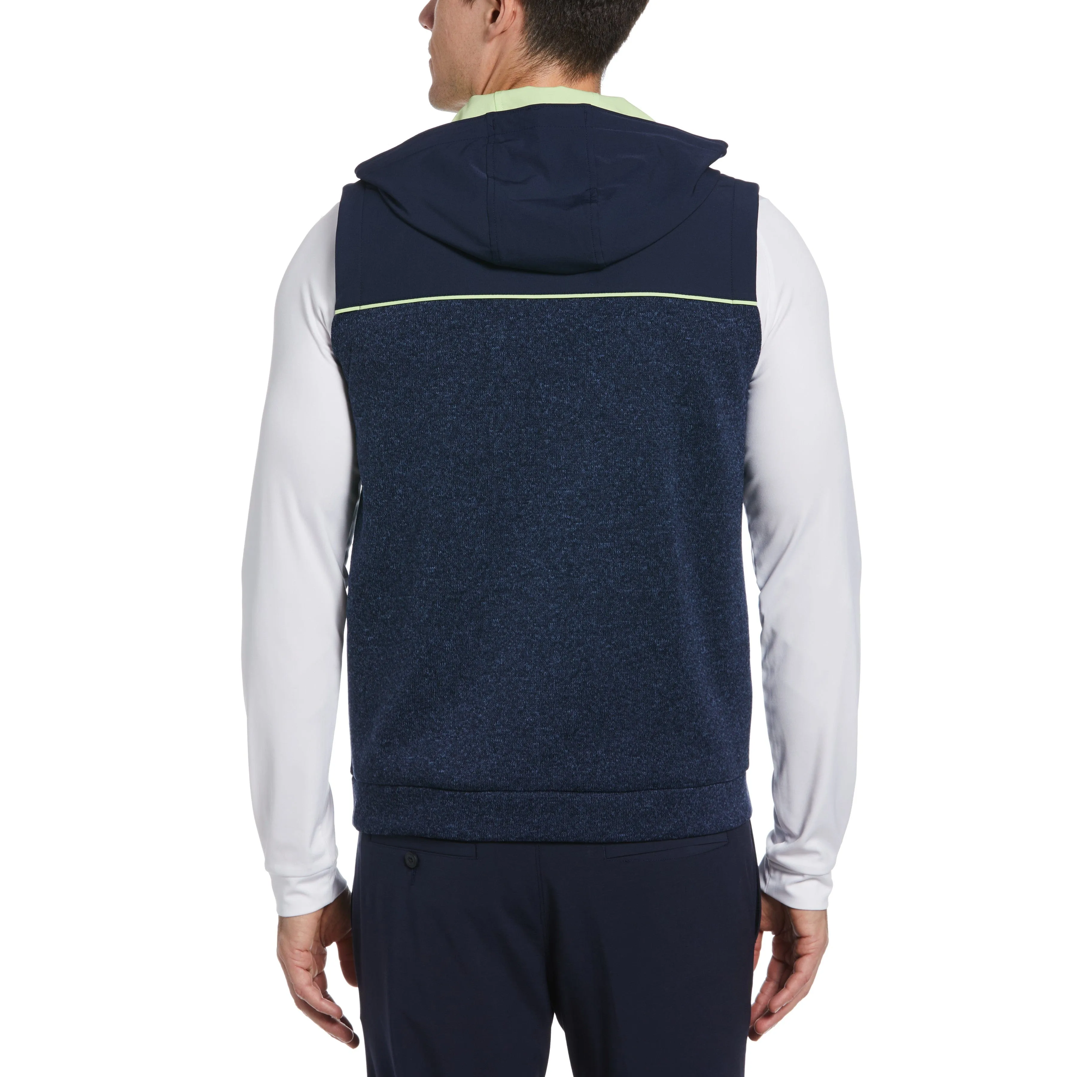 Mixed Media Fleece Golf Hooded Vest