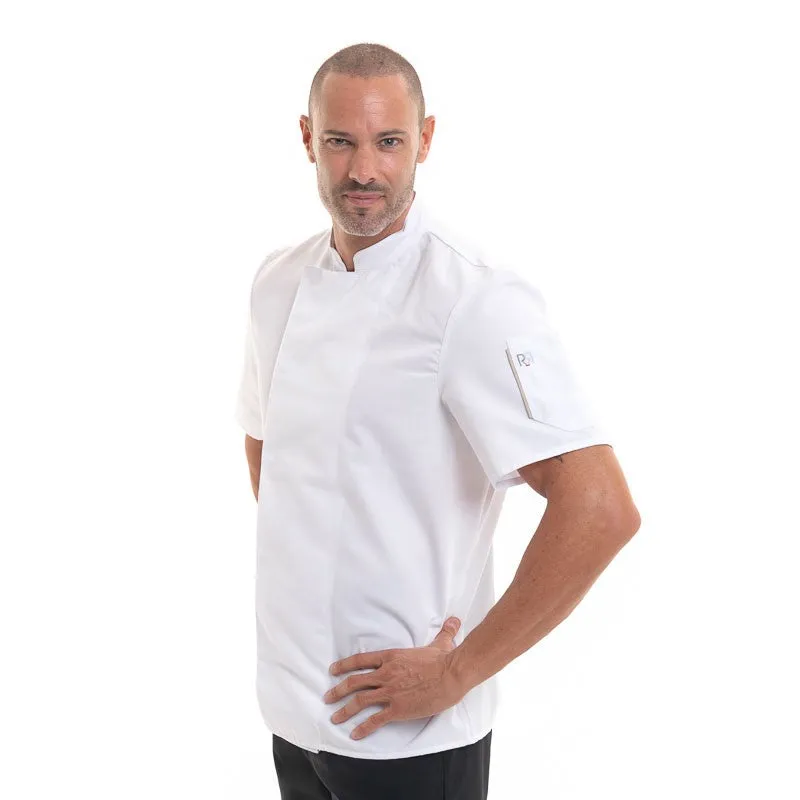 NERO Kitchen Coat Short Sleeves White Beige Facing - ROBUR