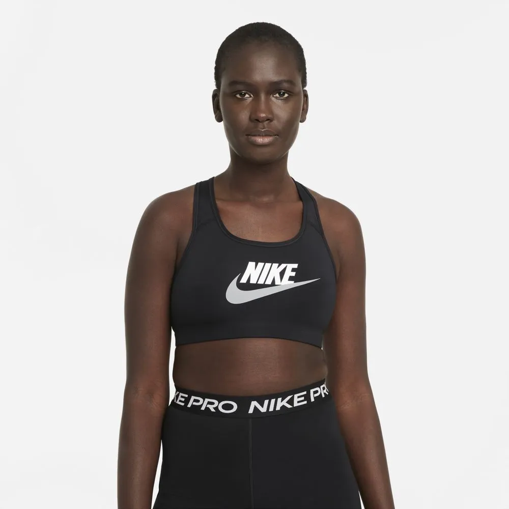 Nike Women's Dri-FIT Swoosh Bra Black / White / Particle Grey