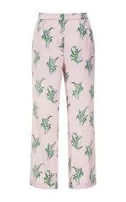 Nina Ricci - Pink Silk Pants with Lily of the Valley Print - FR 40