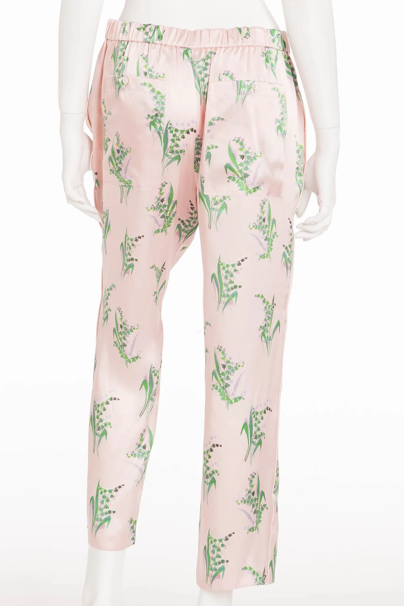 Nina Ricci - Pink Silk Pants with Lily of the Valley Print - FR 40