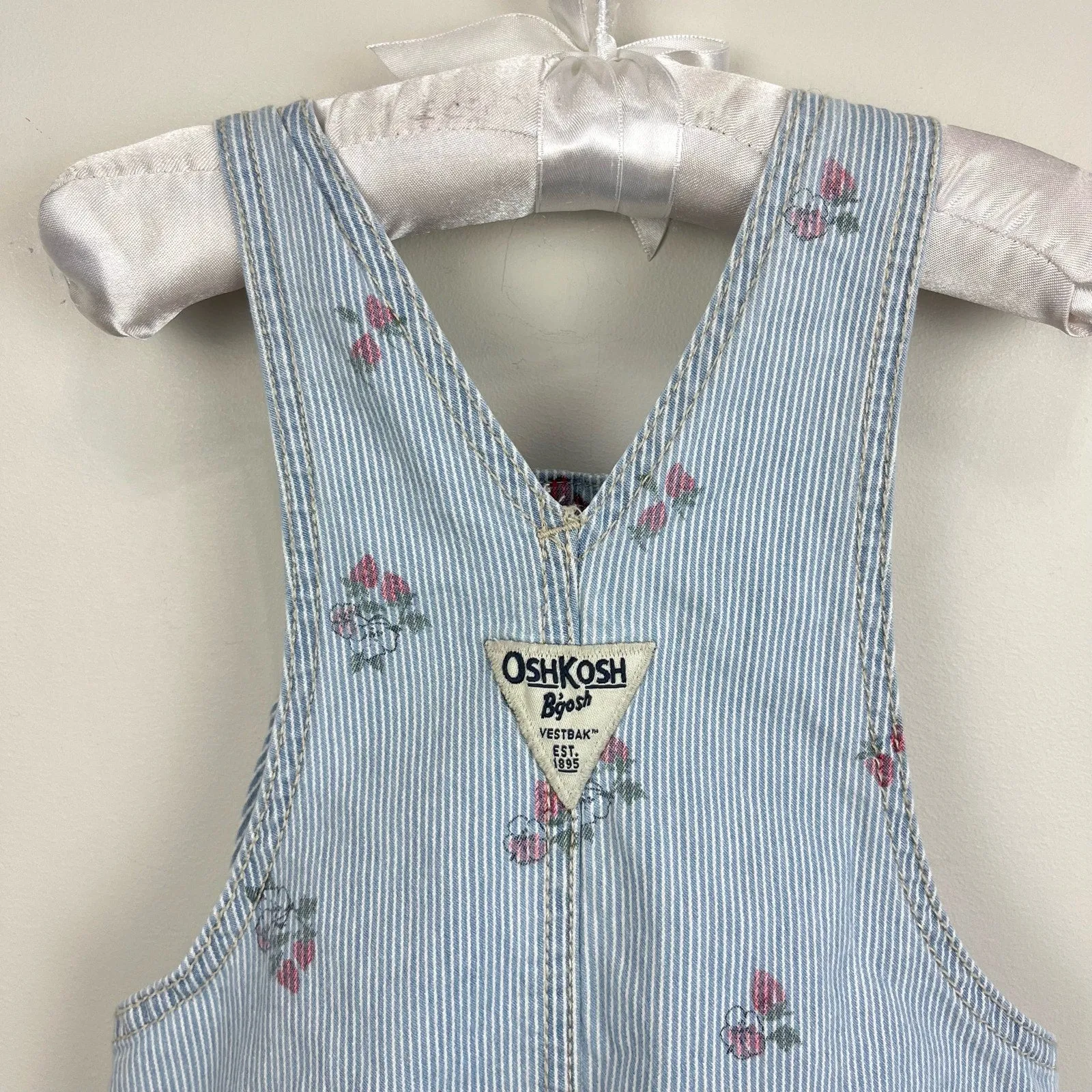 OshKosh B'gosh Strawberry Knit Denim Shortalls 2T