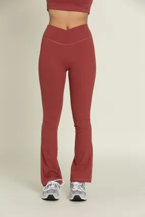 Pale Red Flare Yoga Pants