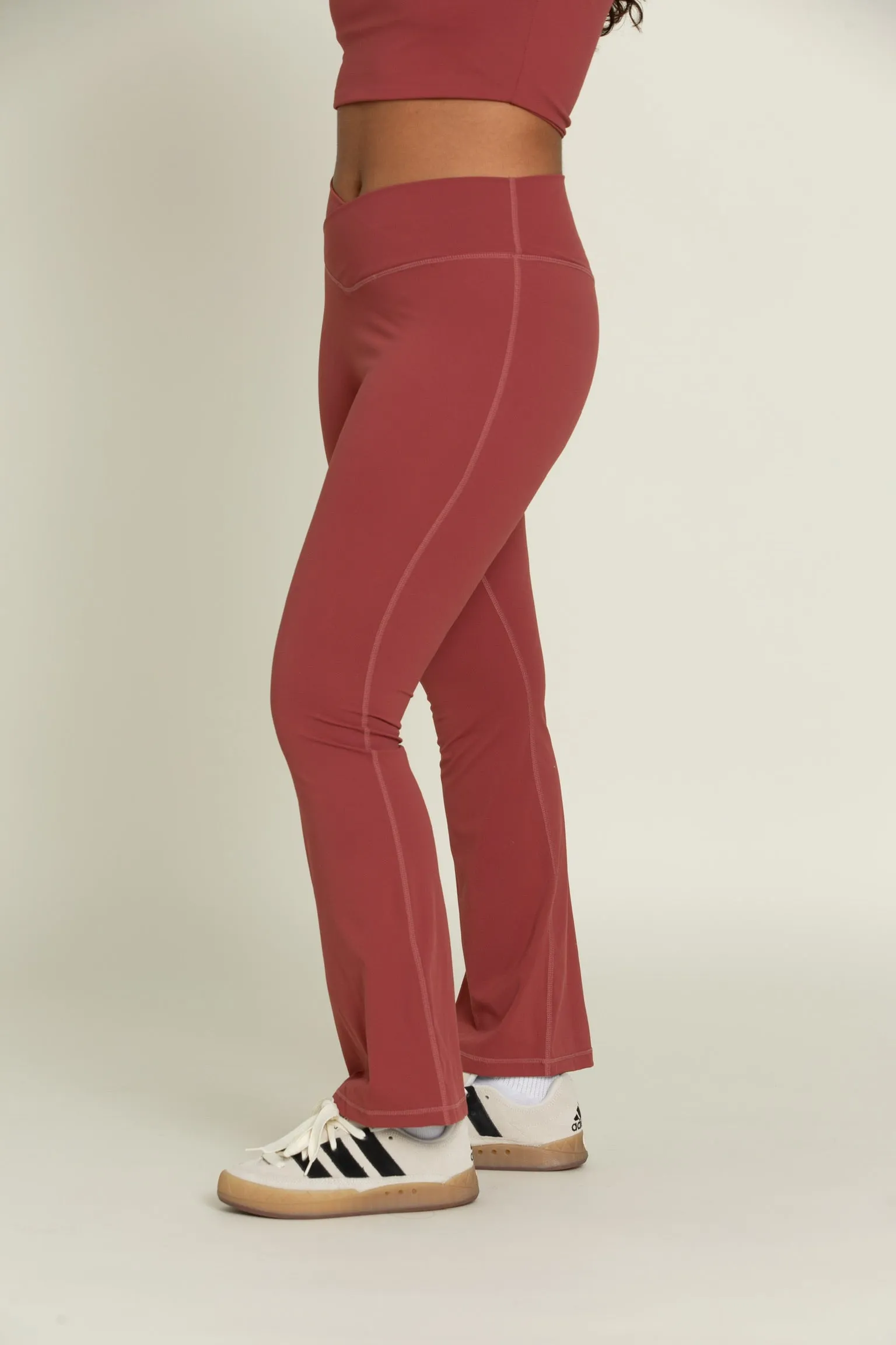 Pale Red Flare Yoga Pants