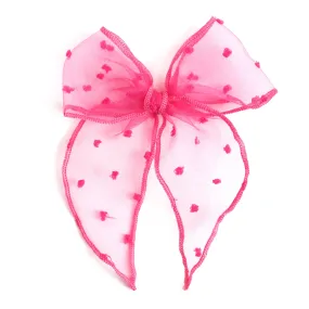 Party Girl Bow - Hot Pink Sheer Dot