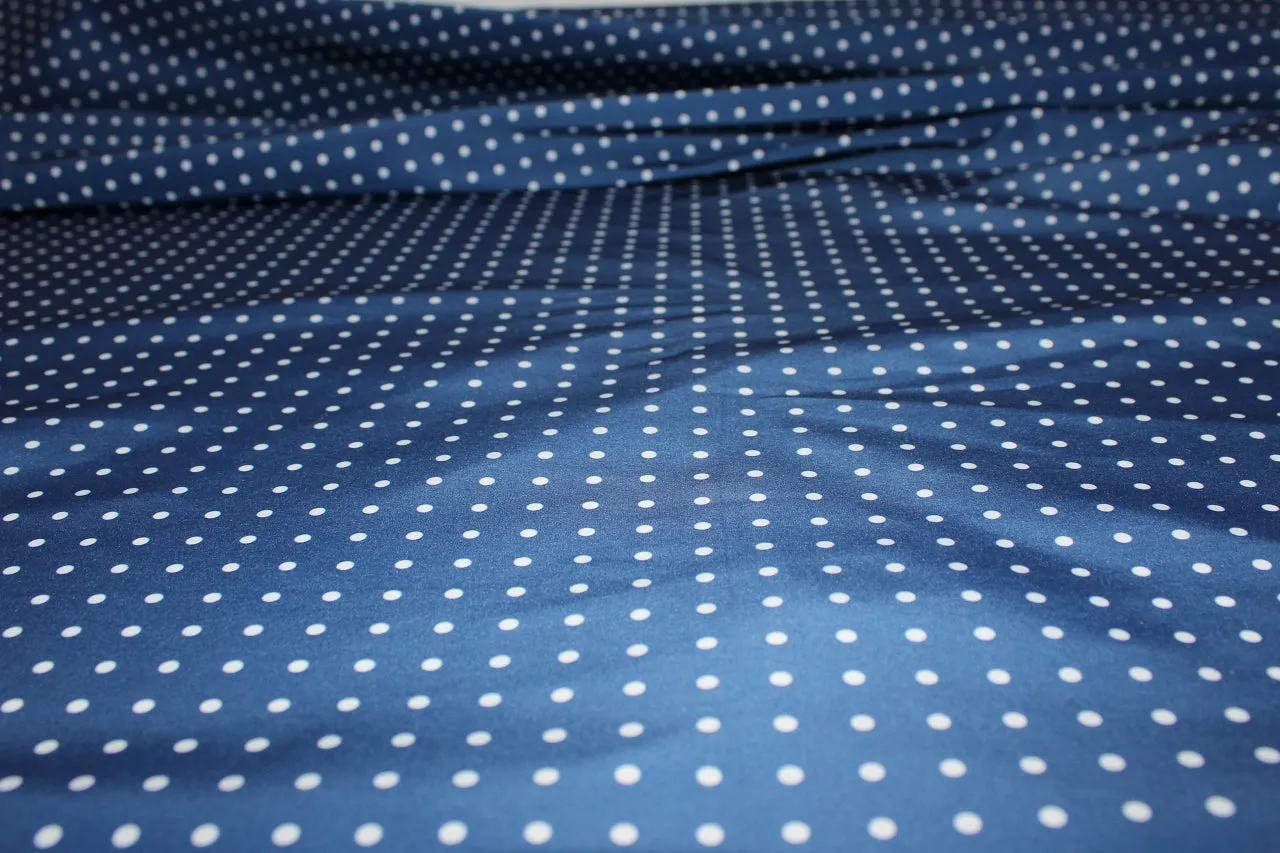 Polka Dot Raincoating - Blue/White