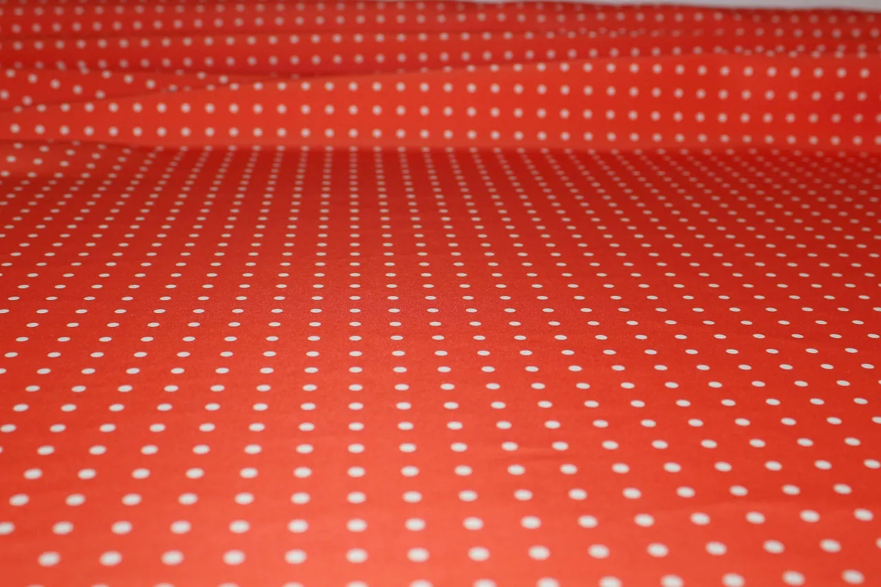 Polka Dot Raincoating - Tomato/White