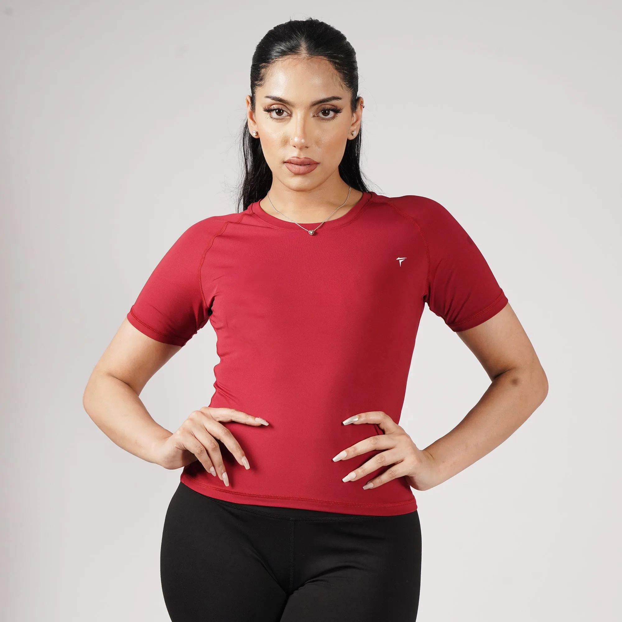 Premium Light Maroon Women Half Sleeve Performance Tee