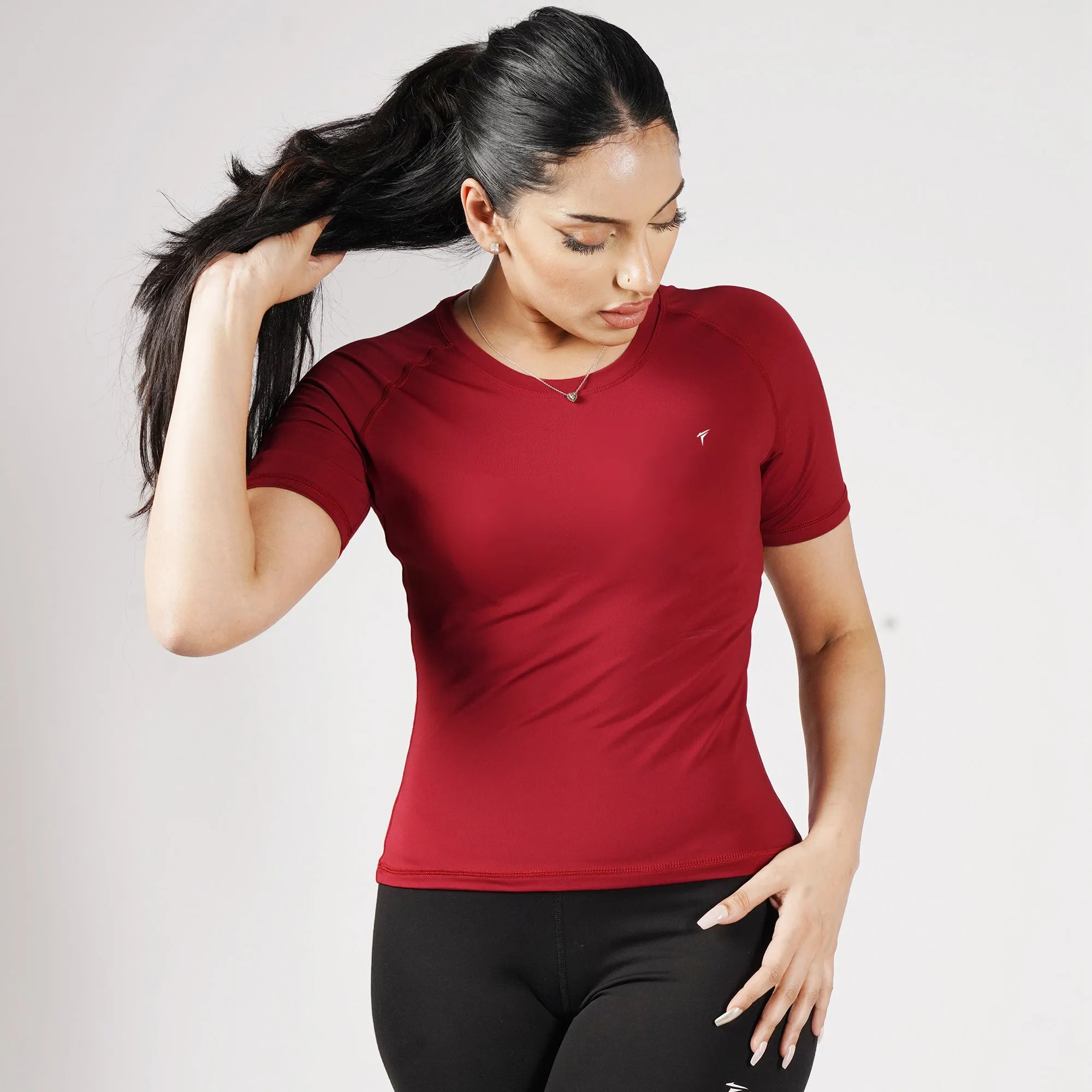 Premium Light Maroon Women Half Sleeve Performance Tee