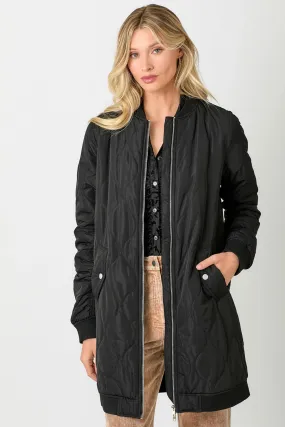 Quilted Long Bomber Jacket