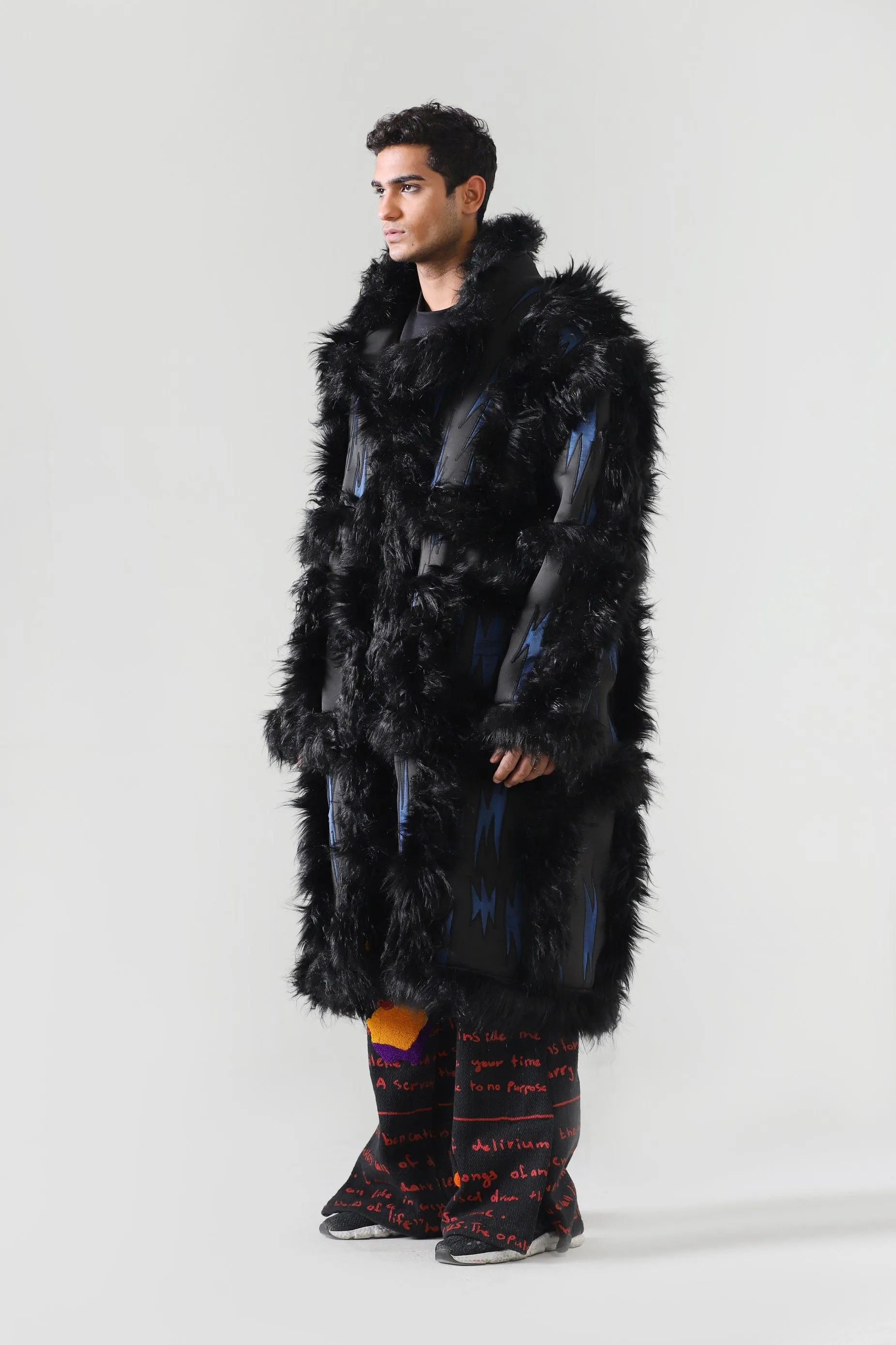 "BLUE NIGHT" FAUX FUR LONG COAT