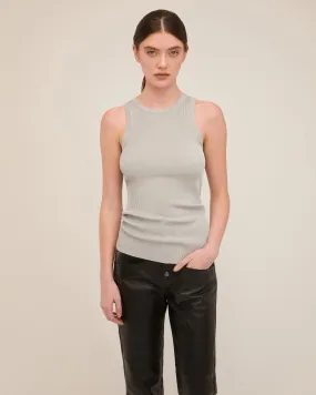 Rae Ribbed Sweater Tank in Chrome