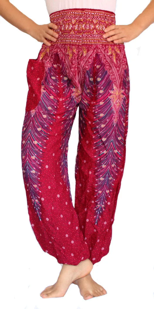 Red Peacock Harem Pants