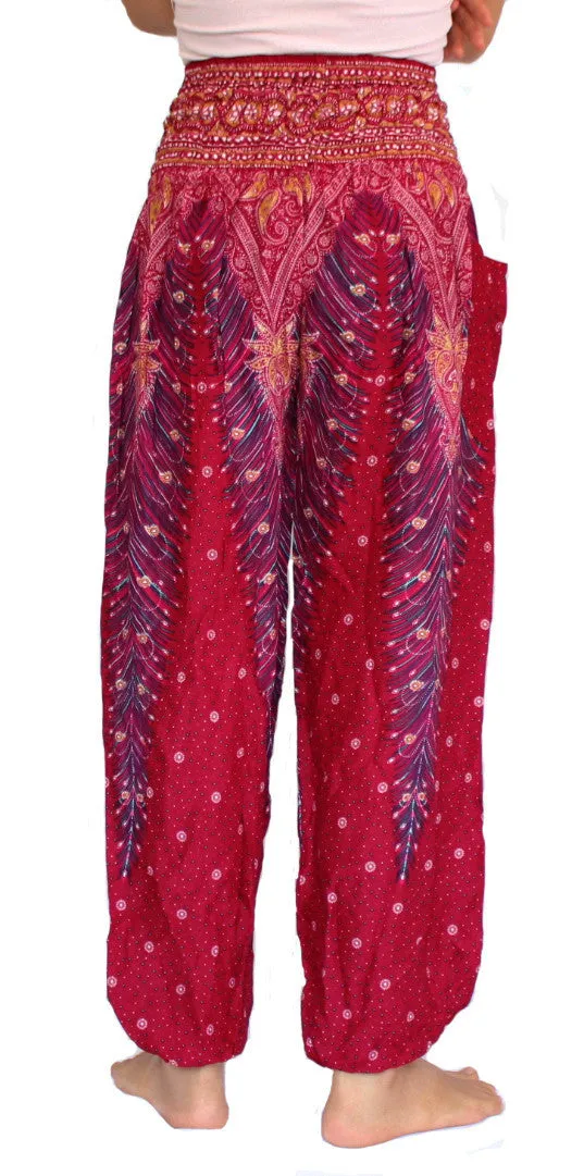 Red Peacock Harem Pants