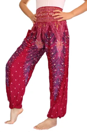 Red Peacock Harem Pants