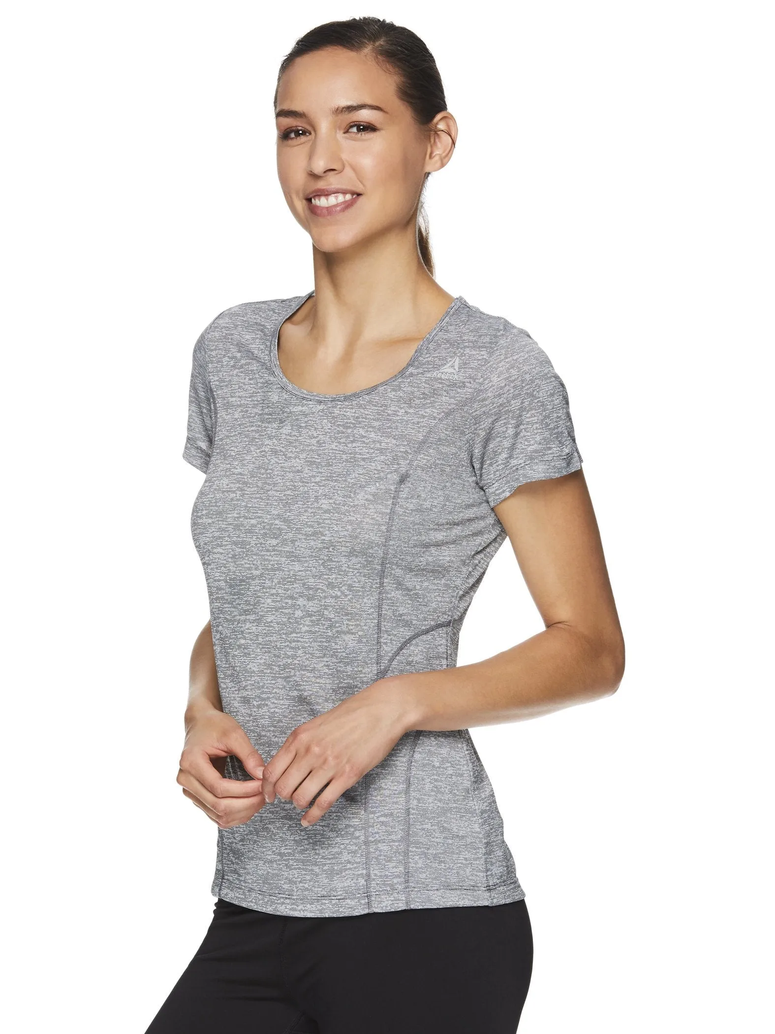 Reebok Women's Fitted Performance Feeder Stripe T-Shirt