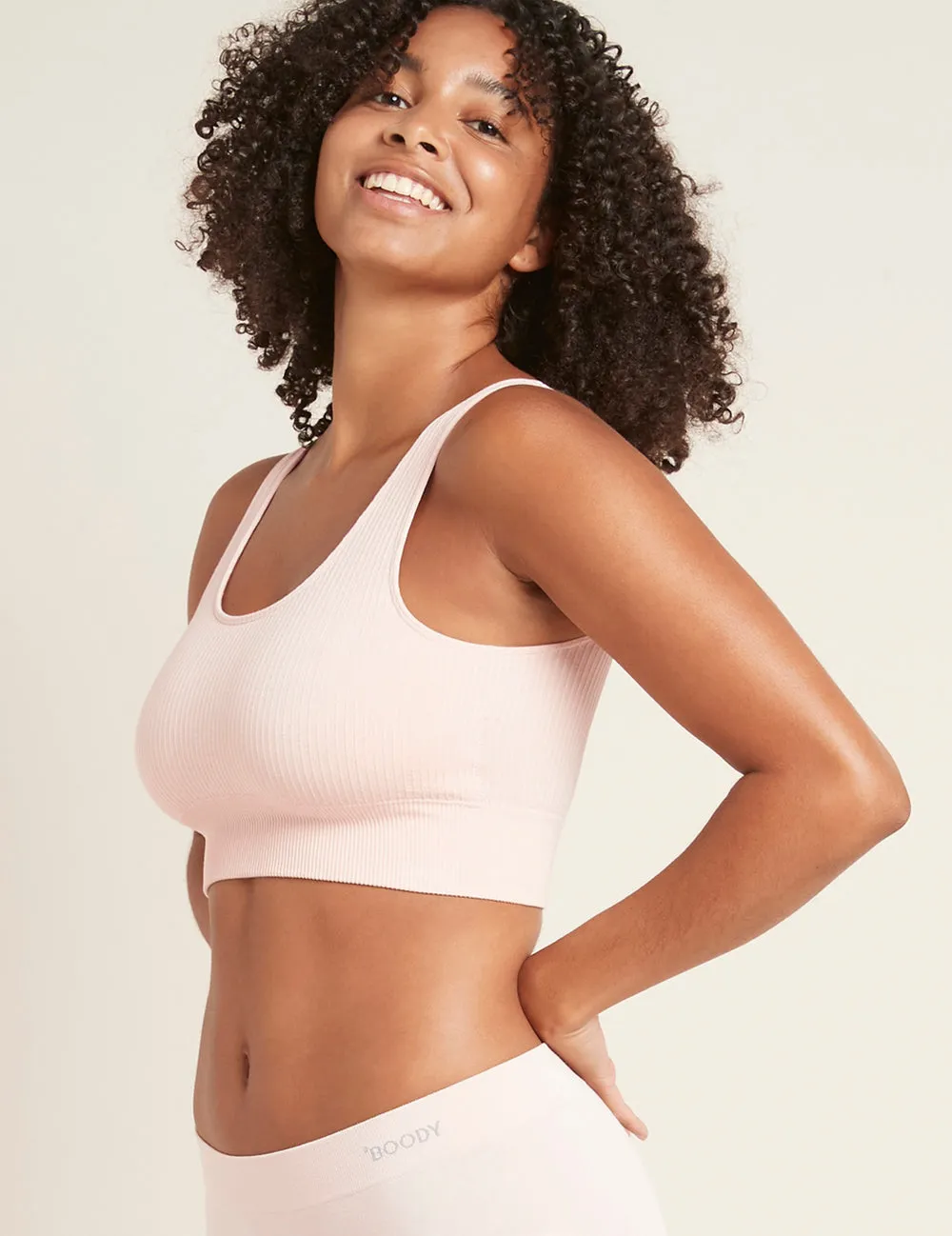 Ribbed Seamless Bra - Nude