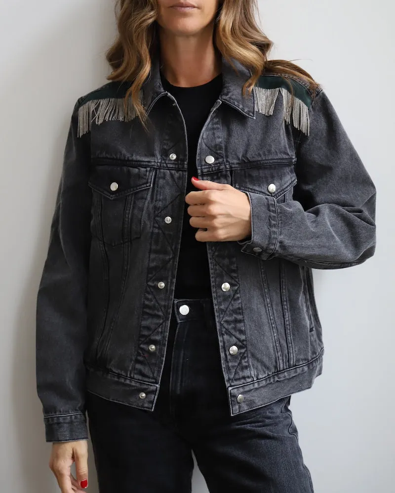 ROMY CHAINS denim jacket - Off-black