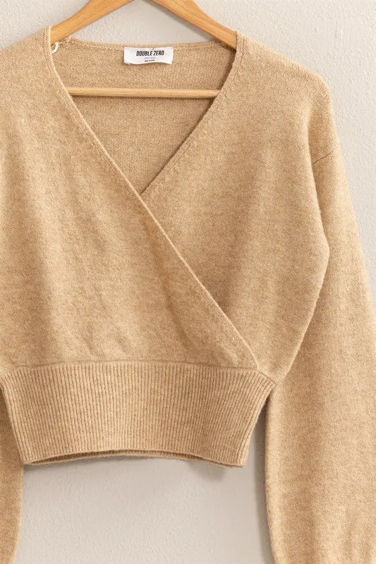 Rose Surplice V-Neck Sweater