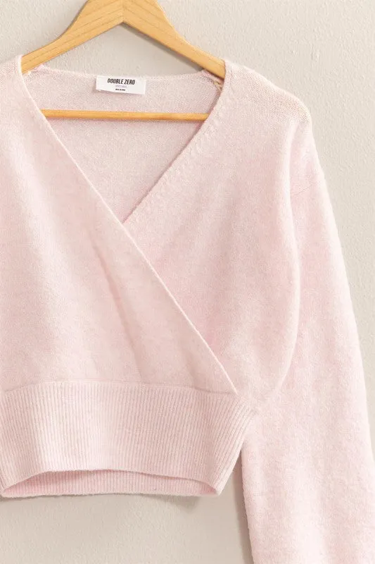 Rose Surplice V-Neck Sweater