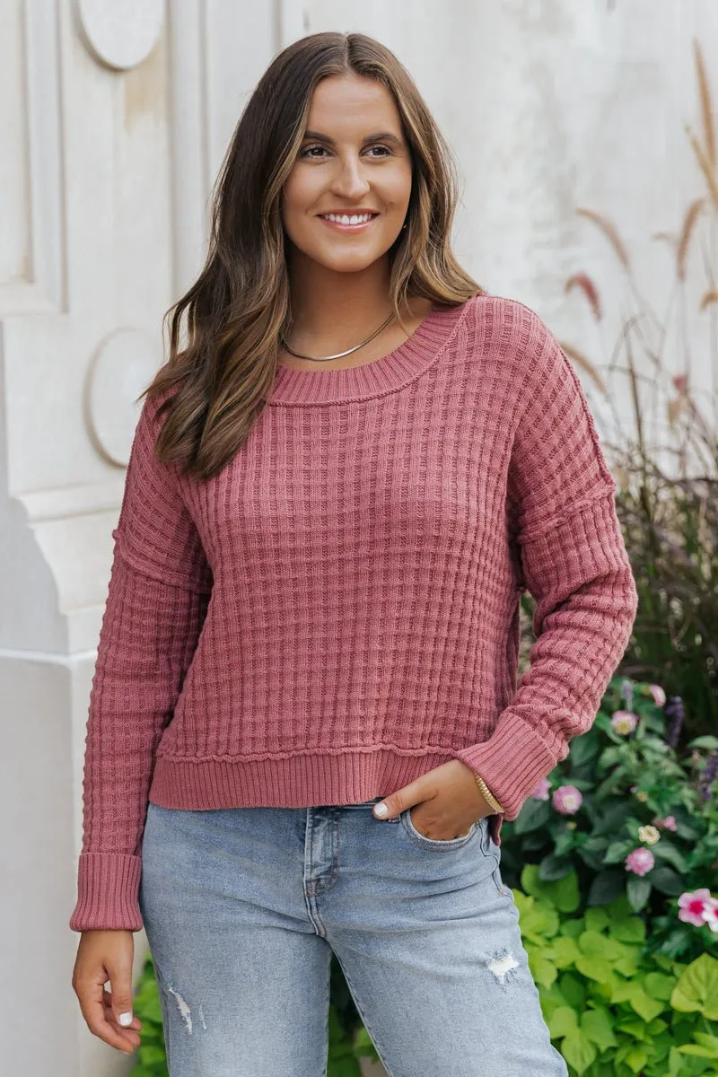 Ruby Crew Neck Waffle Knit Sweater