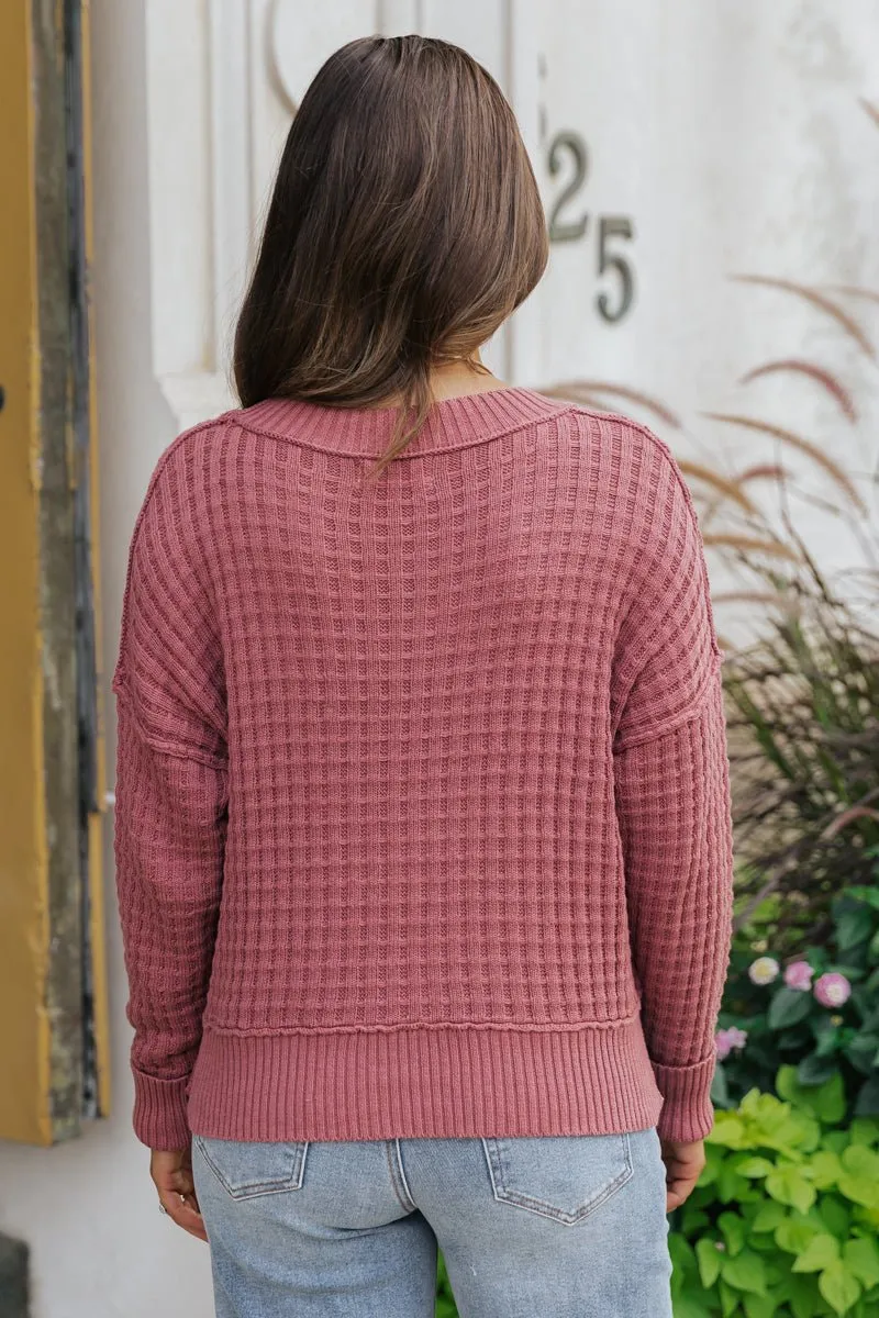 Ruby Crew Neck Waffle Knit Sweater