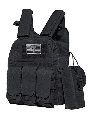 Sentry 2.0 Tactical Airsoft Vest with PALS Molle and Side Cummerbund, 600D Modular w/Triple Mag Pouch, IFAK pouch