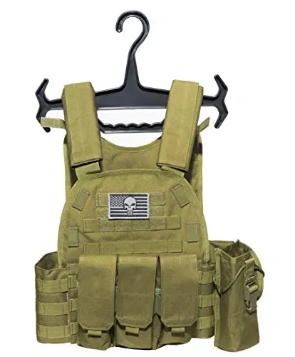 Sentry 2.0 Tactical Airsoft Vest with PALS Molle and Side Cummerbund, 600D Modular w/Triple Mag Pouch, IFAK pouch