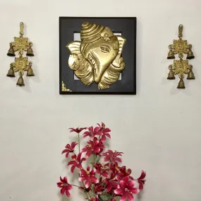 Shank Ganesha Wall Hanging with Laxmi Ganesh Bell (Set of 3)