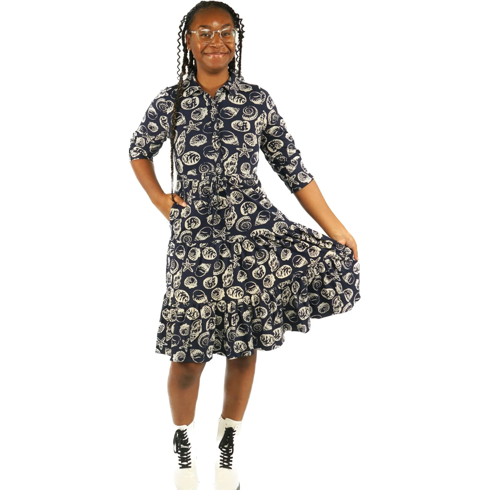 Shells Button-Up Tiered Dress [FINAL SALE]