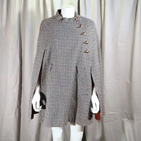 SOLD Vintage 60s MOD Houndstooth Cape   Pockets S/M