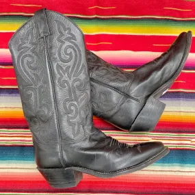 SOLD Vintage Justin Womens Western Boots, Black Leather 6 1/2B