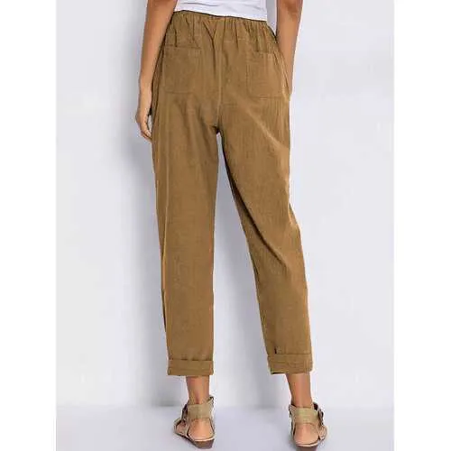 Solid Color Elastic Waist Casual Harem Pants