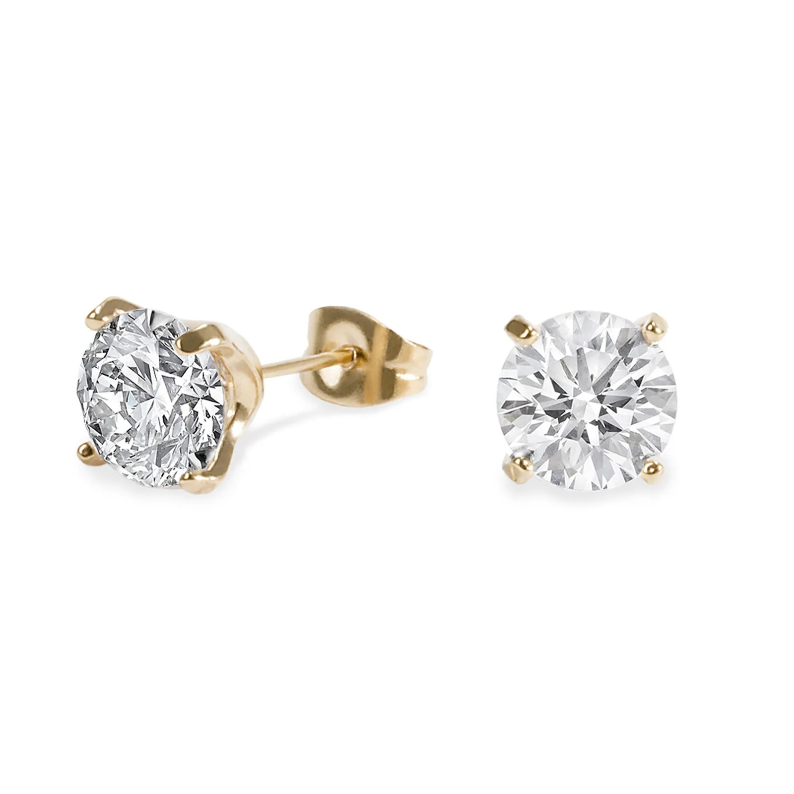 Stainless 8mm round cz stud earrings