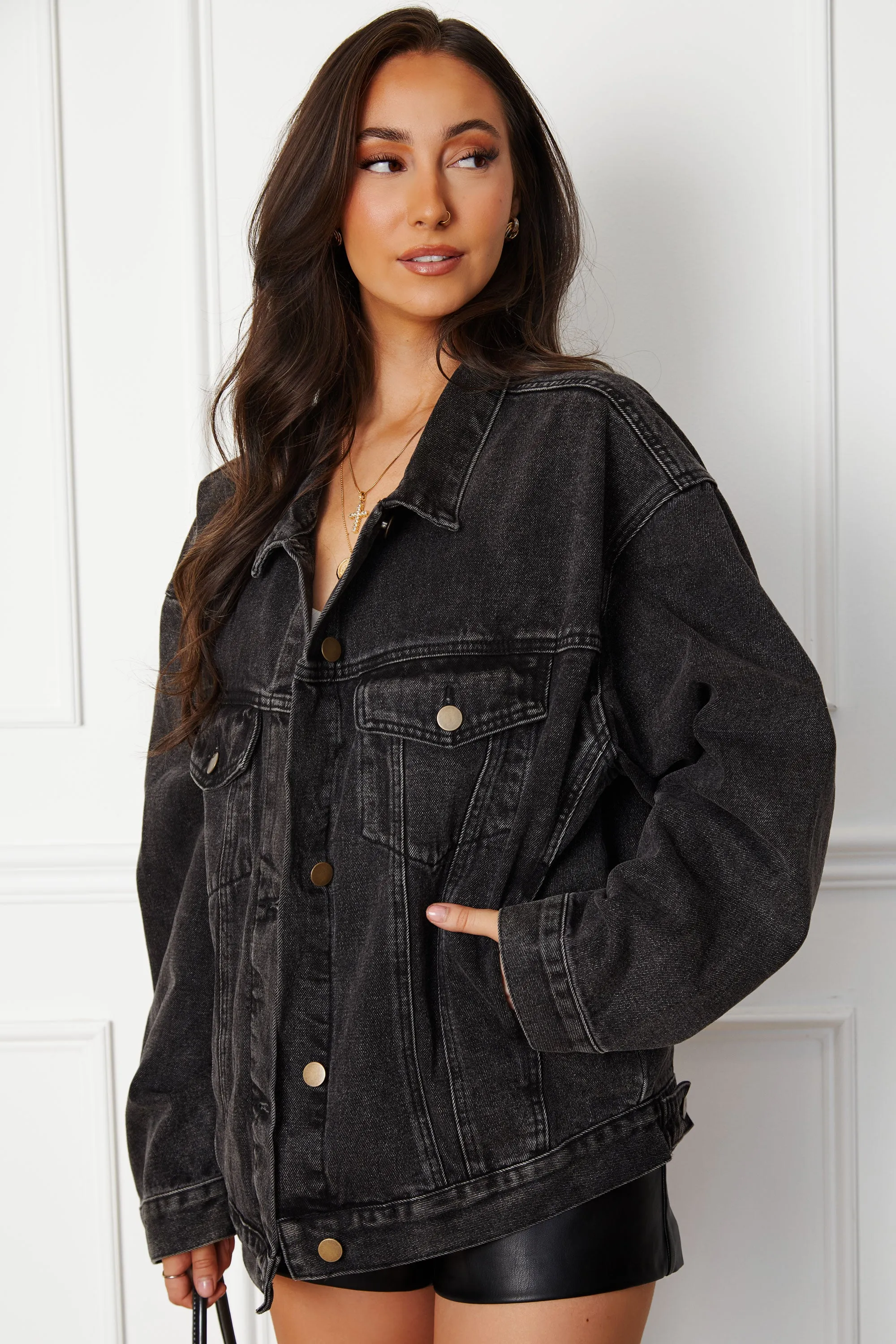 Susan Oversized Charcoal Denim Jacket