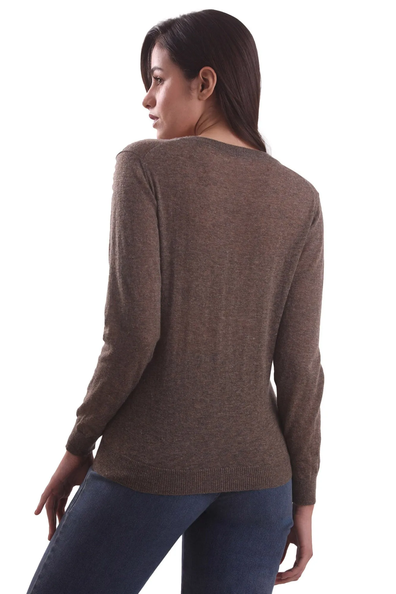 Teak Brown V-Neck Sweater