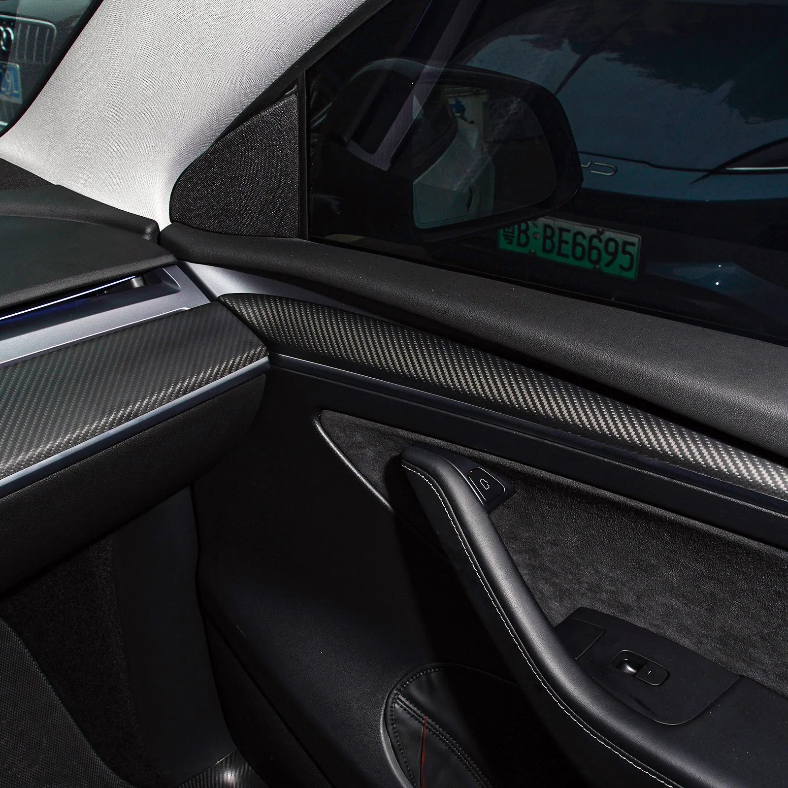 TESERY Model 3 / Y Door Panel Trim - Carbon Fiber Interior Mods【2pcs】