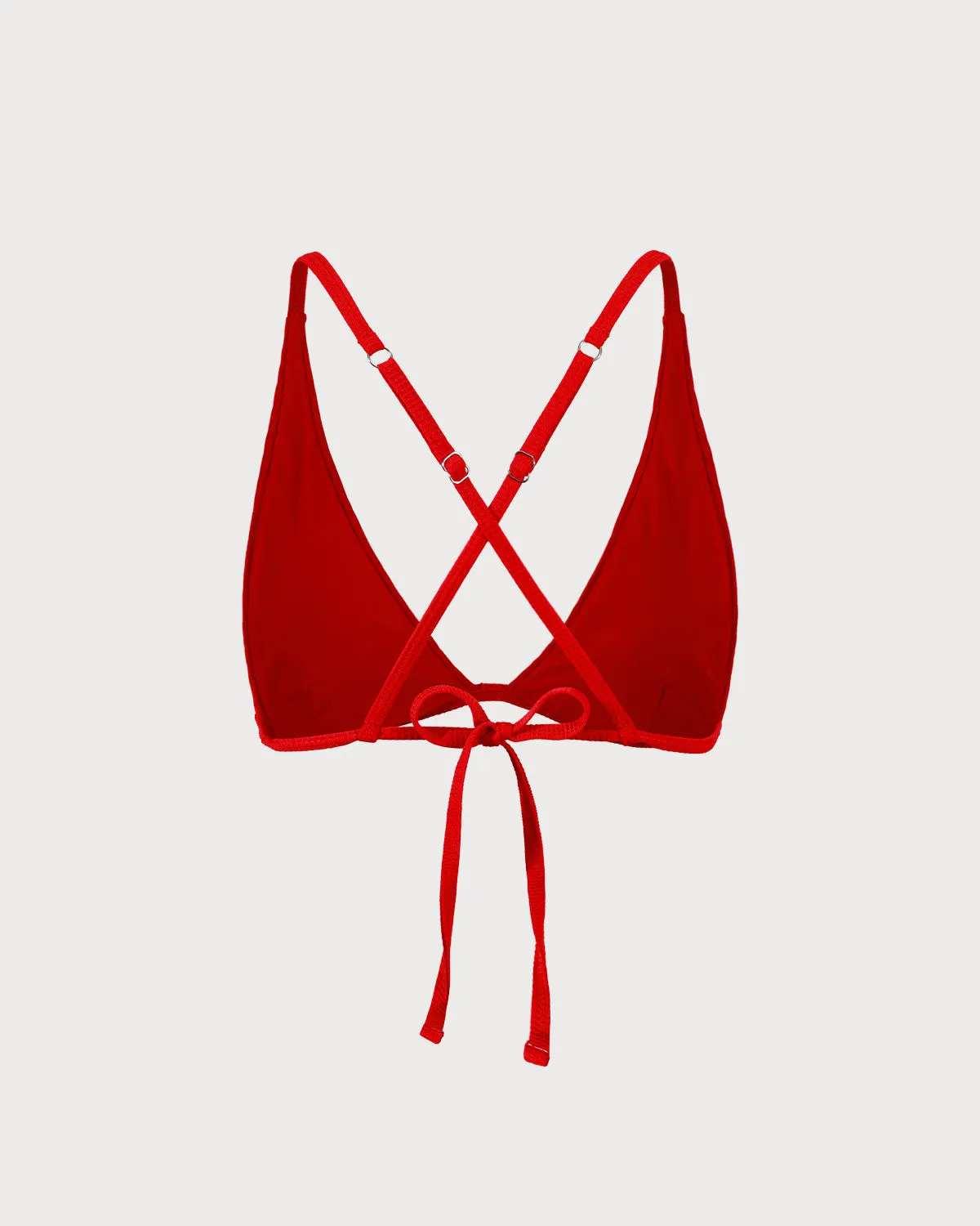 The Red Ribbed Cross Back Bikini Top