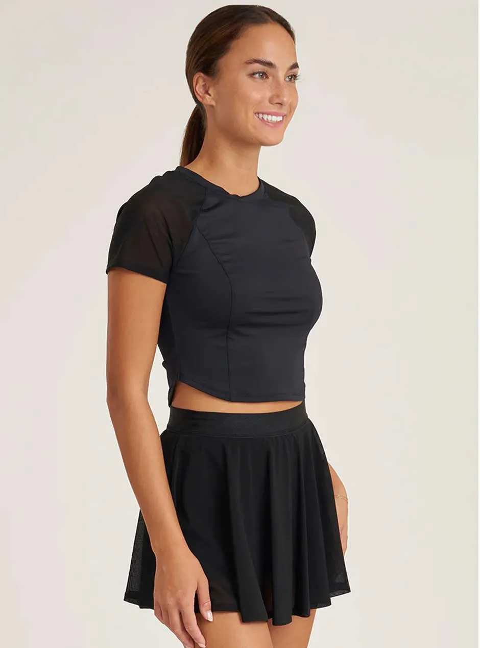 Thrive Société Women's Mesh Performance Cropped Tee - Black