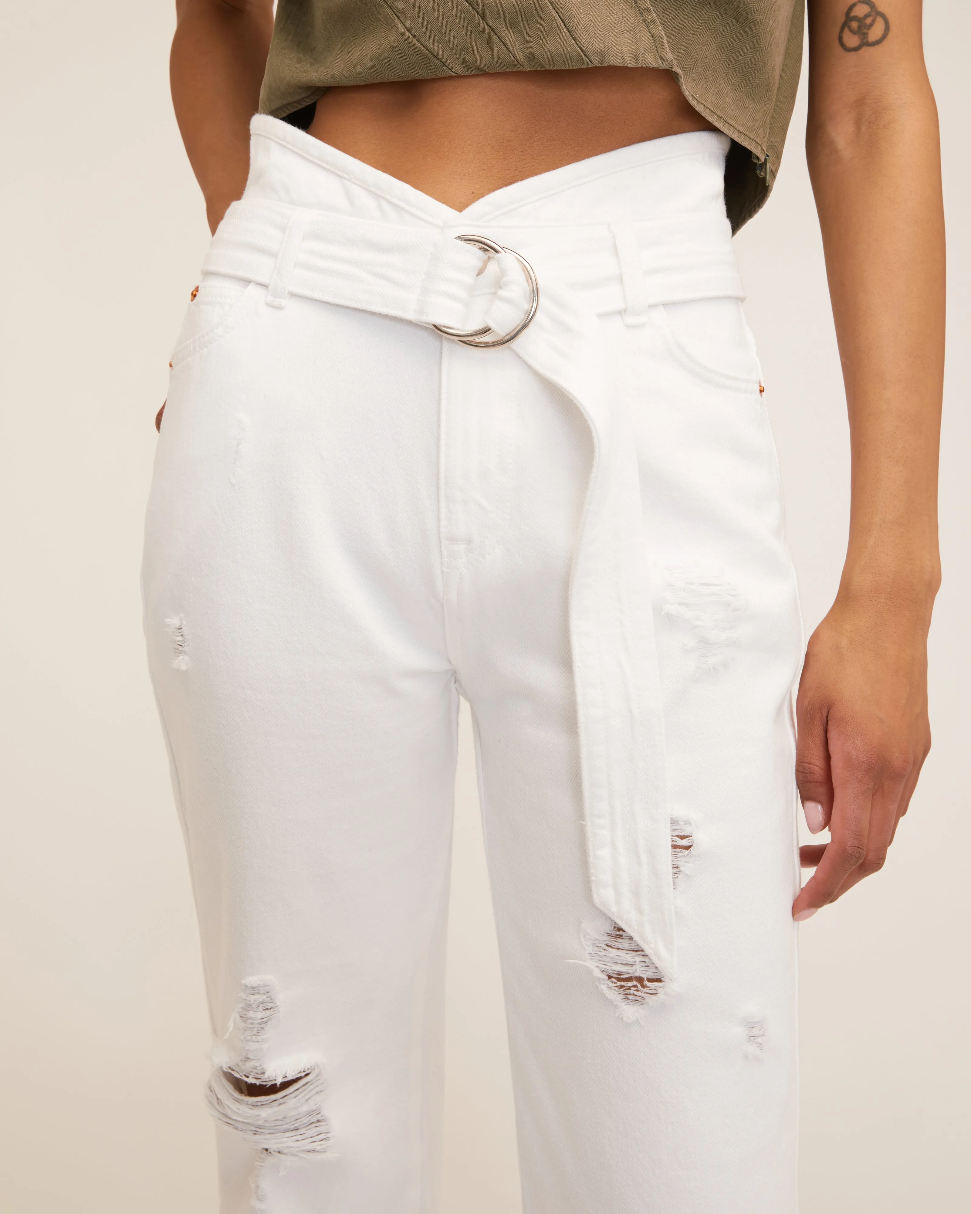 Travis Denim Pant in Off White Stone Wash