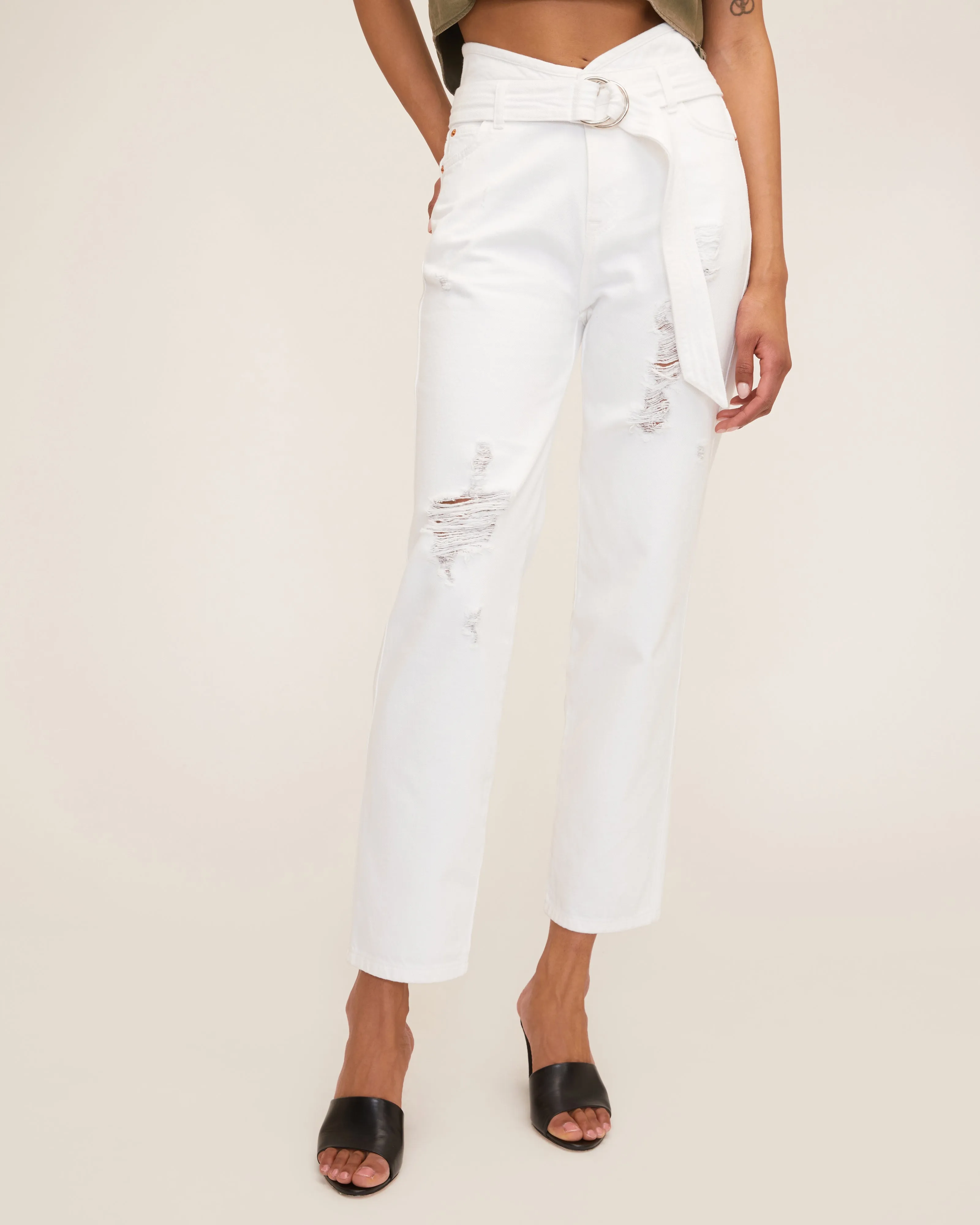 Travis Denim Pant in Off White Stone Wash