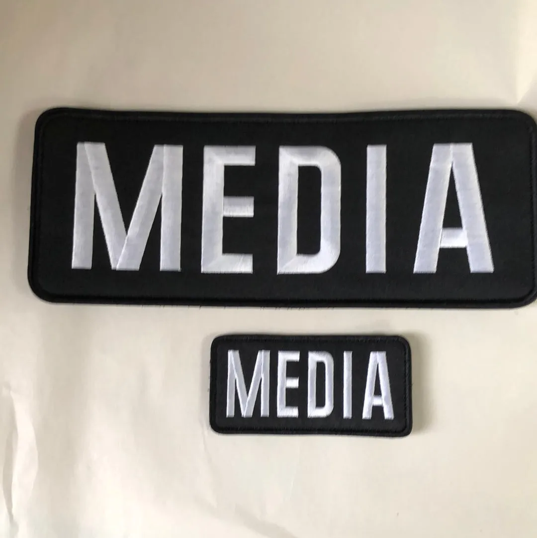 (Two) MEDIA Patches (4” x 10”) and (2”x4”) Hook and Loop