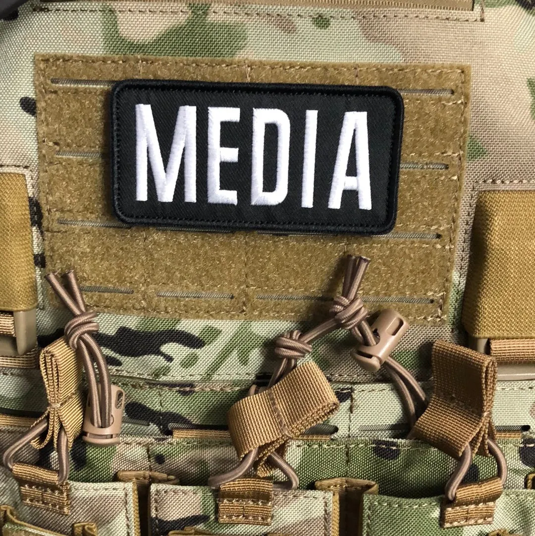 (Two) MEDIA Patches (4” x 10”) and (2”x4”) Hook and Loop