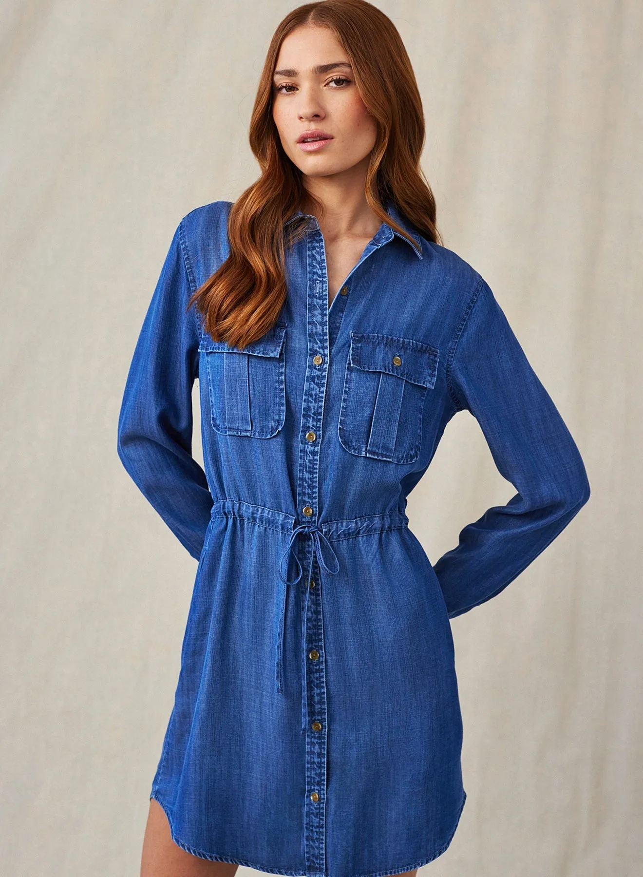 Utility Pockets Mini Shirt Dress - Moonlit Haze Wash