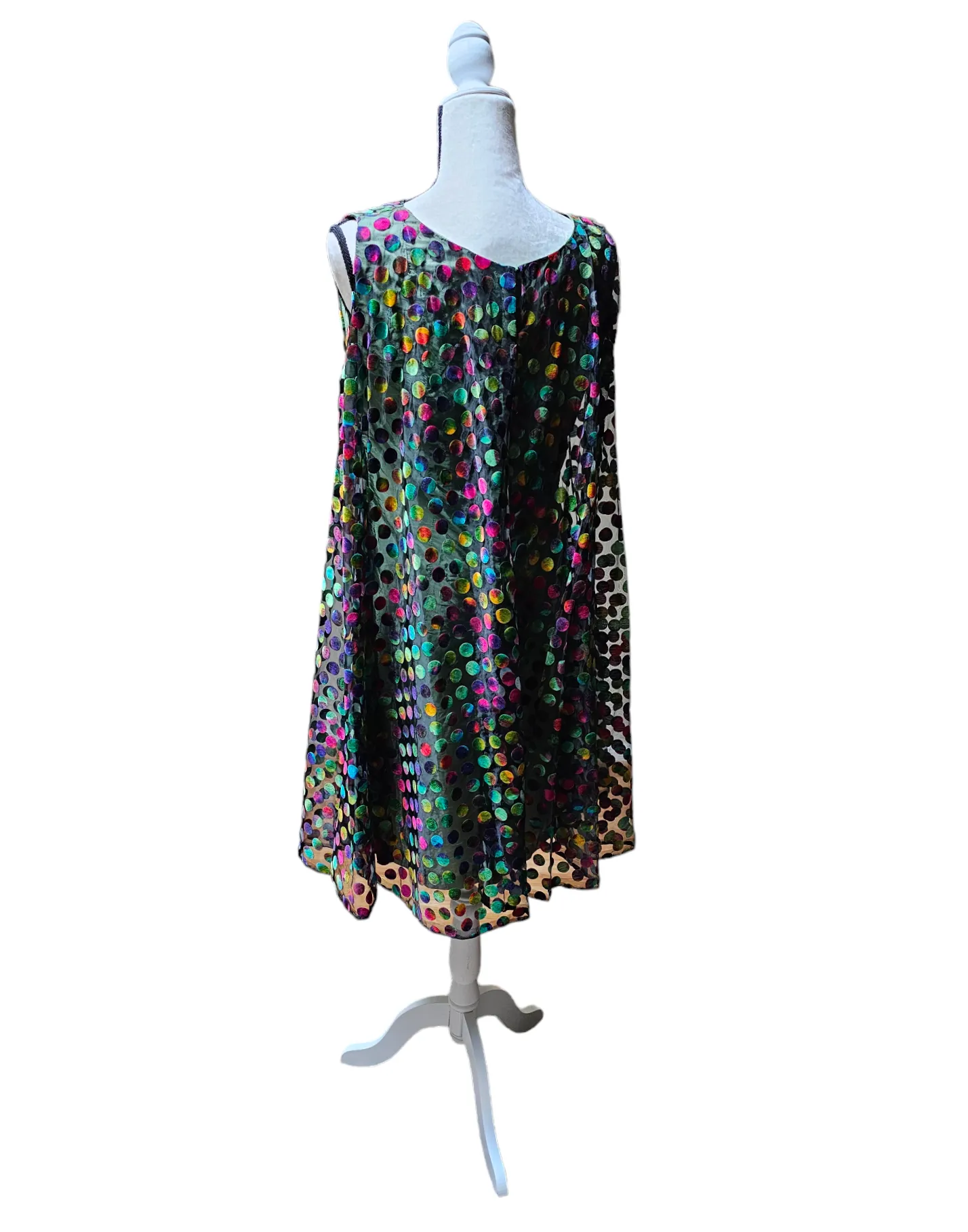 Vintage 1960's Nadine Chiffon Velvet Polka Dot Cocktail Dress